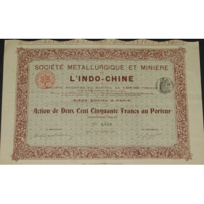 Sté Métallurgique & Minière de l'Indo-Chine (Act 250 F)