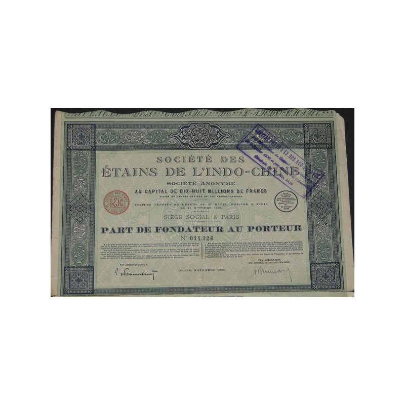 Sté des Etains de l'Indo-Chine (PF)