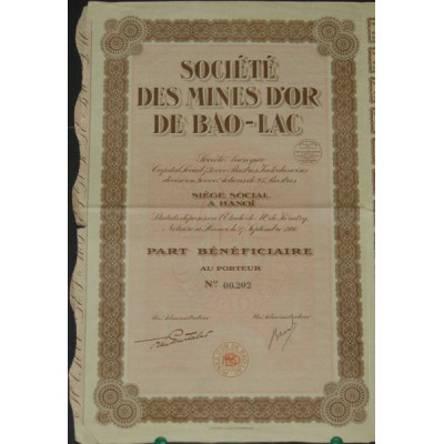 Sté des Mines d'Or de Bao-Lac (PB)