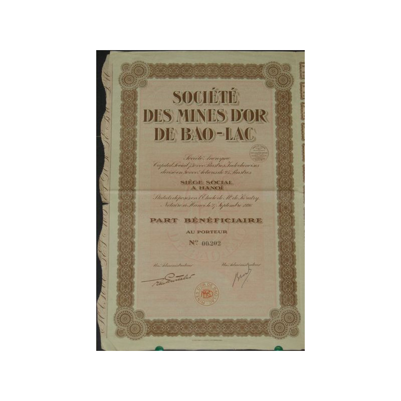 Sté des Mines d'Or de Bao-Lac (PB)