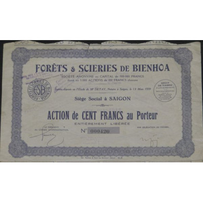 Forêts & Scieries de Bienhoa (Act 100 F)