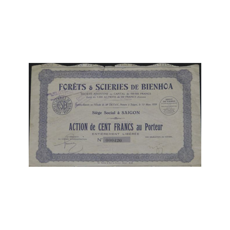 Forêts & Scieries de Bienhoa (Act 100 F)