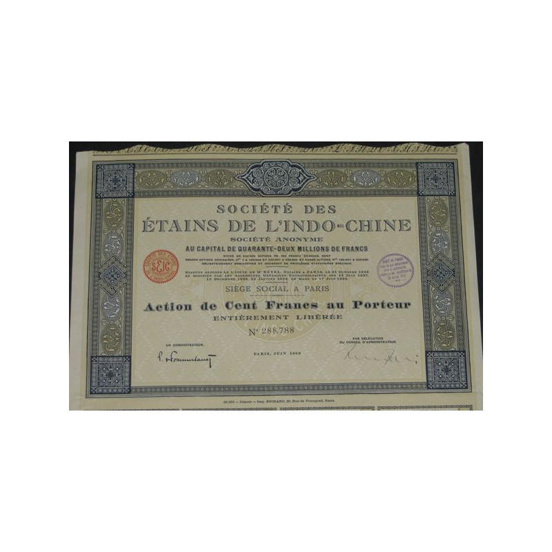 Sté des Etains de l'Indo-Chine (Ac)