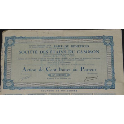 Sté des Etains du Cammon (Recouvrement Part de Bénéfices)