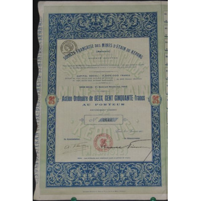 Sté Française des Mines d'Etain de Képong (Malaisie)