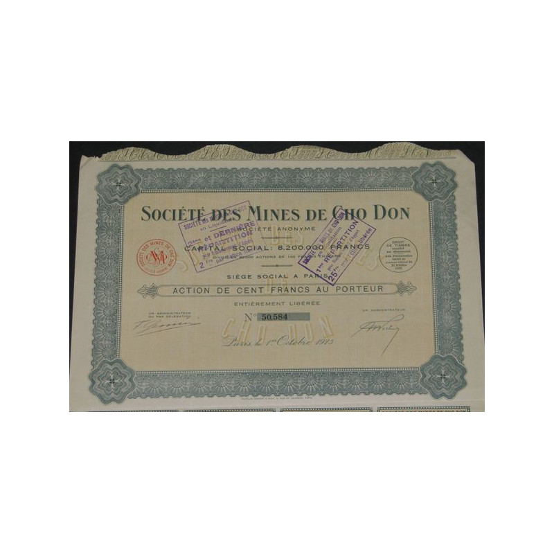 Sté des Mines de Cho Don (Ac)