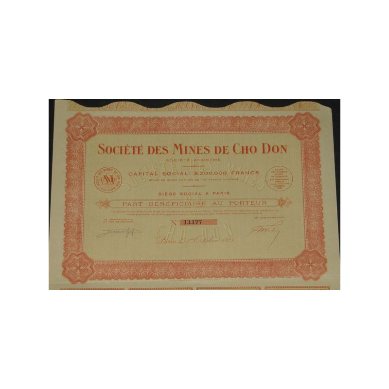 Sté des Mines de Cho Don (PB)
