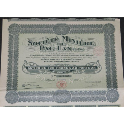 Sté Minière de Pac-Lan (Tonkin)