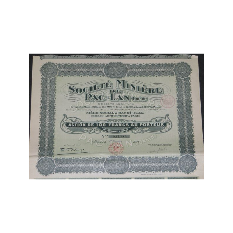 Sté Minière de Pac-Lan (Tonkin)