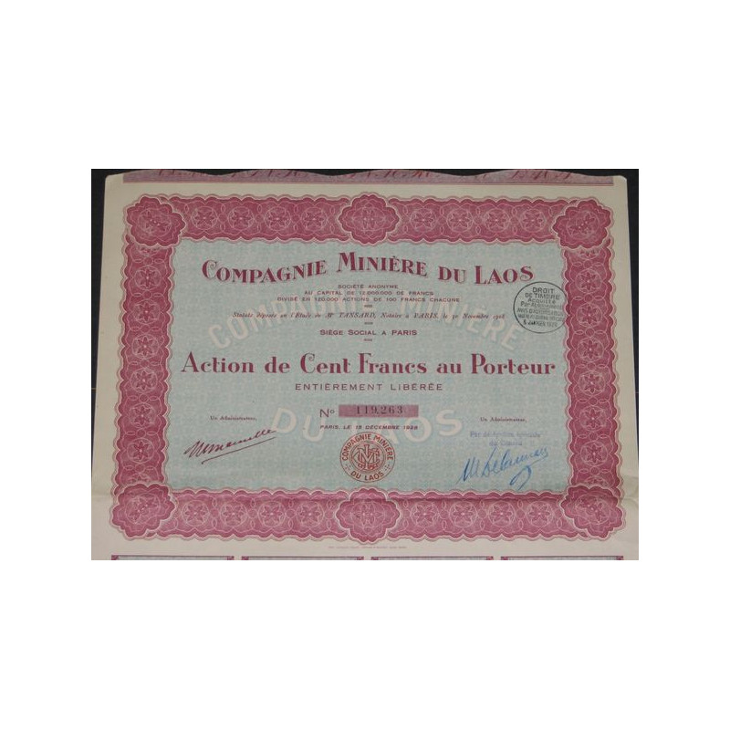 Cie Minière du Laos (modele 1)