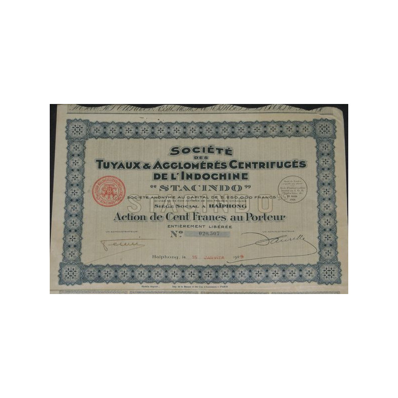 Sté des Tuyaux Agglomérés Centrifugés de l'Indochine "Stacindo"