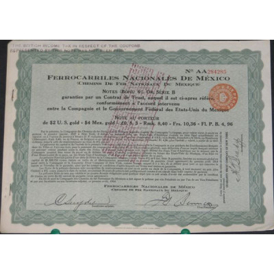 Ferrocarriles Nacionales de Mexico - Chemins de Fer Nationaux du Mexique (bon)