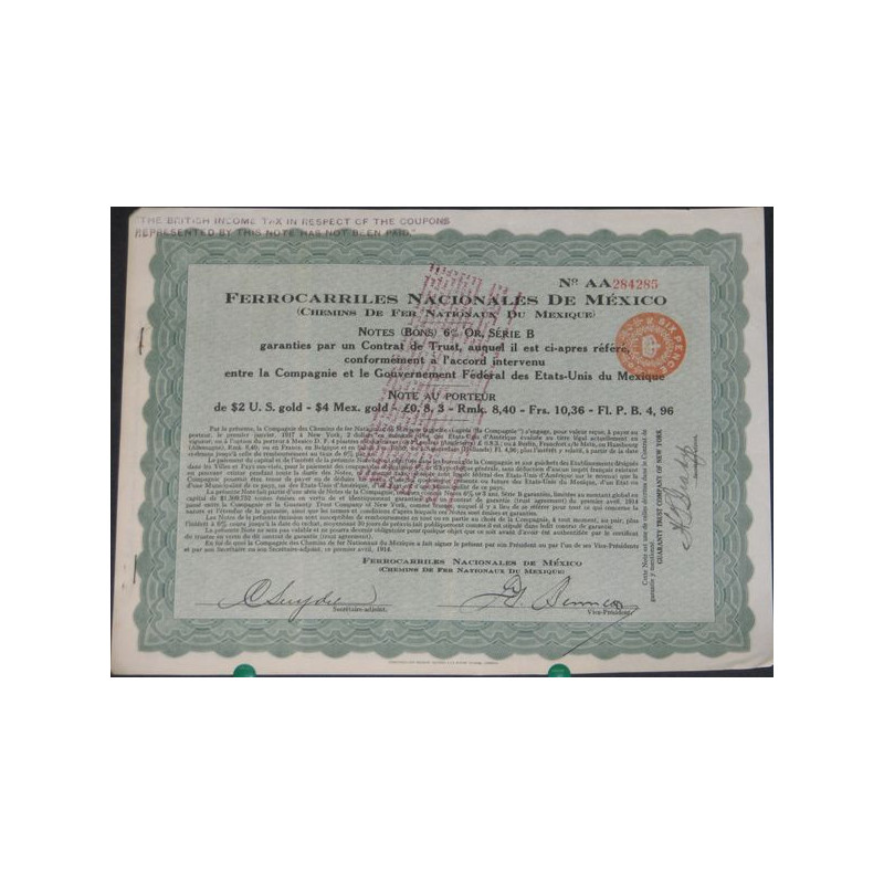 Ferrocarriles Nacionales de Mexico - Chemins de Fer Nationaux du Mexique (bon)