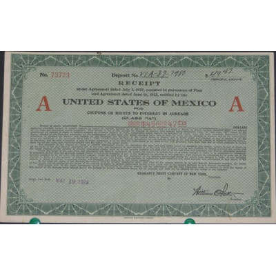 Receipt United States of Mexico for Coupons or rights to interest in arrears