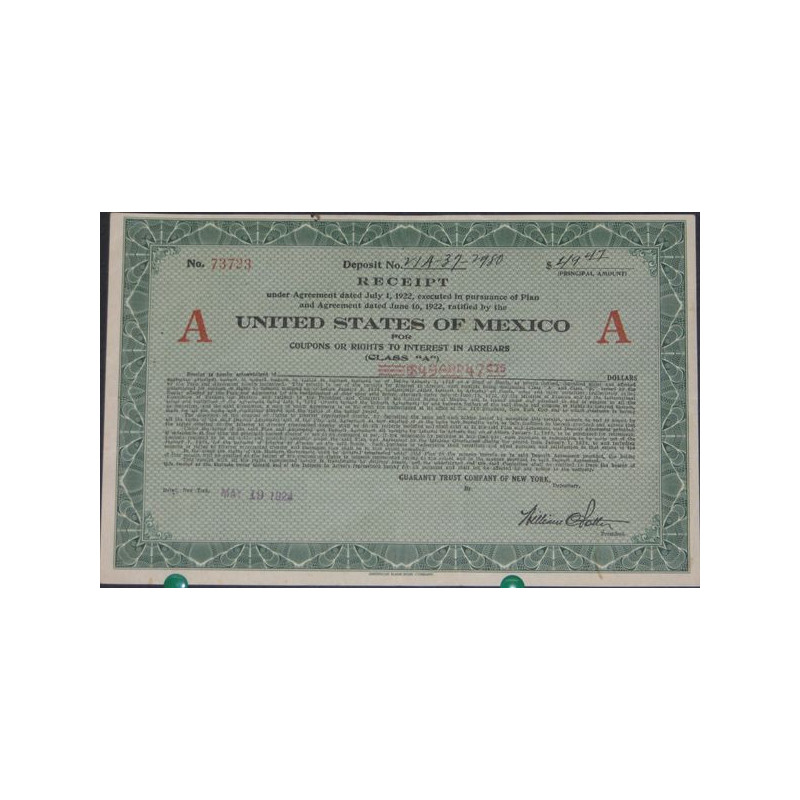 Receipt United States of Mexico for Coupons or rights to interest in arrears