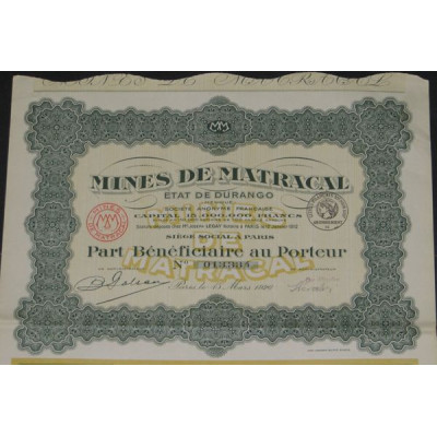 Mines de Matracal - Etat de Durango (PB)