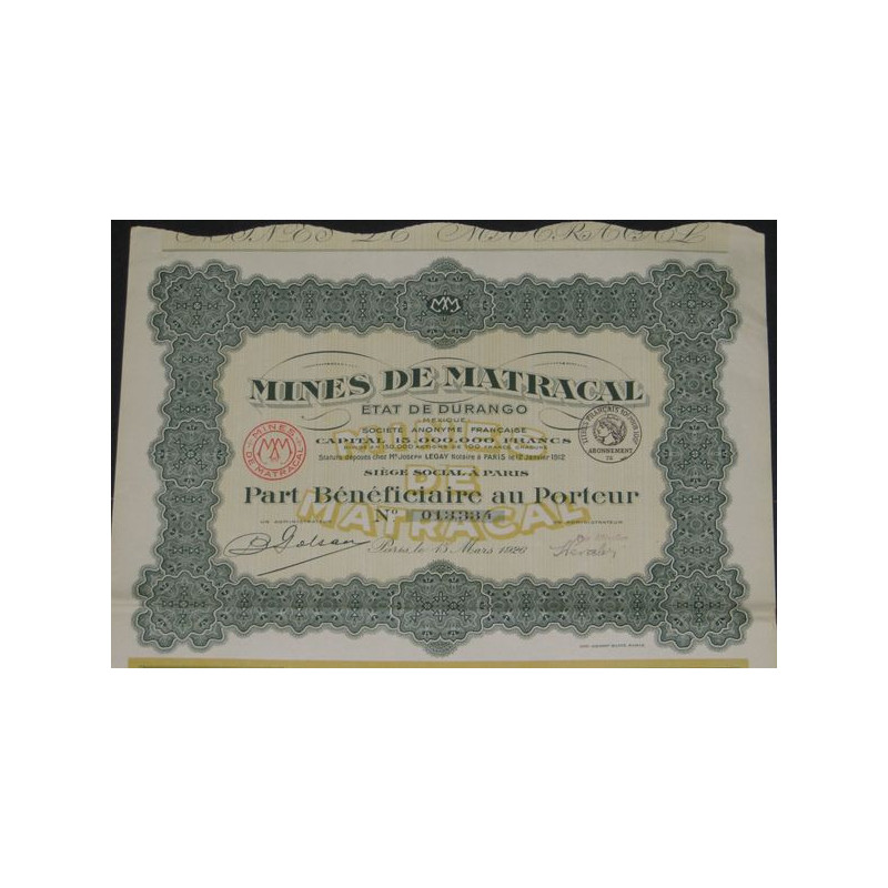 Mines de Matracal - Etat de Durango (PB)