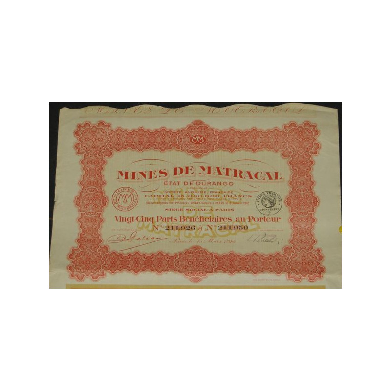 Mines de Matracal - Etat de Durango (25 PB)