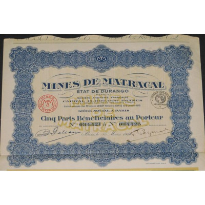 Mines de Matracal - Etat de Durango (5 PB)