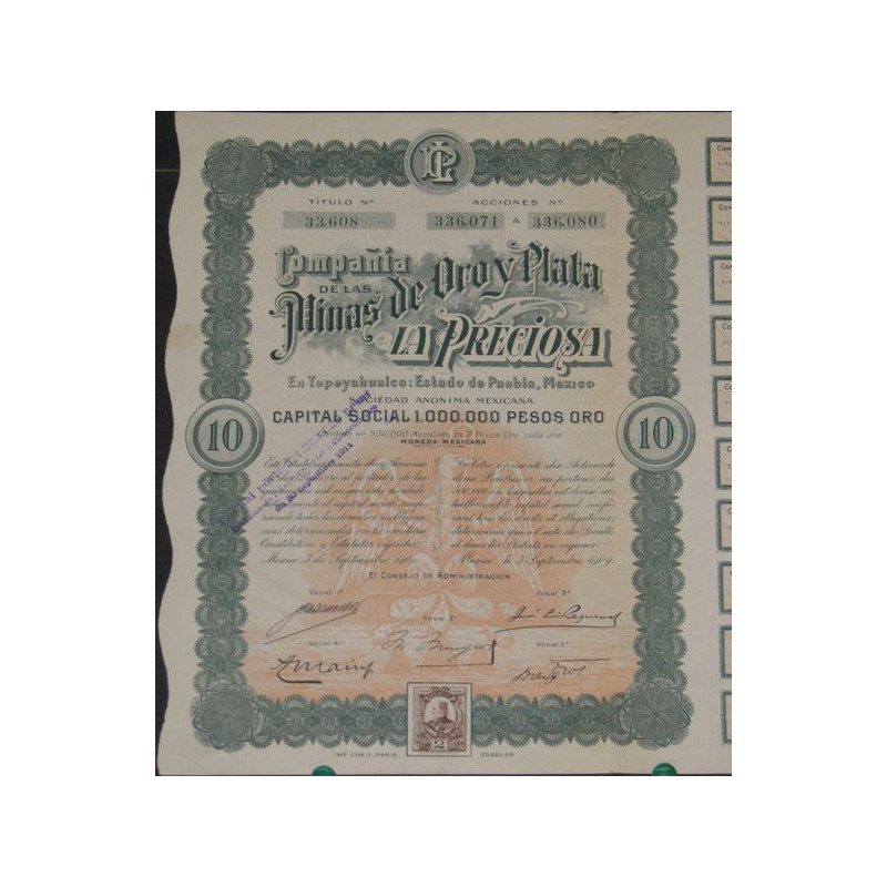 Cia de las Minas de Oro y Plata La Preciosa (10 Ac)