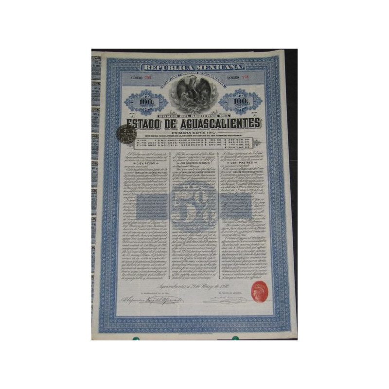 Estado de Aguascalientes (Bon 100 Piastres)