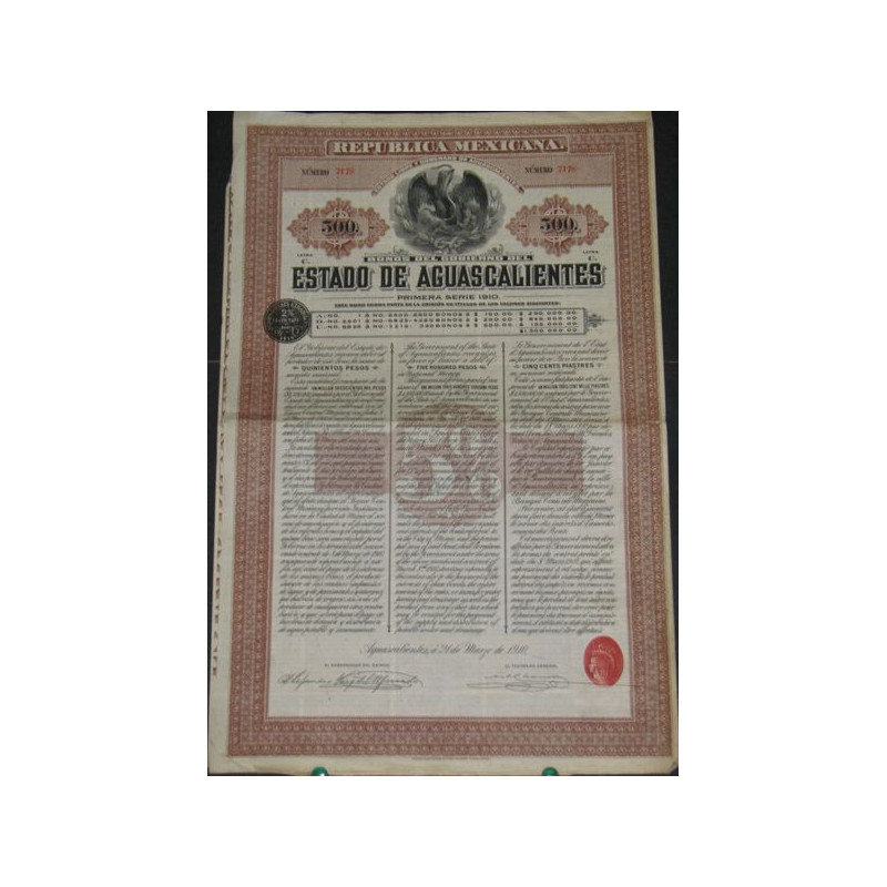 Estado de Aguascalientes (Bon 500 Piastres)