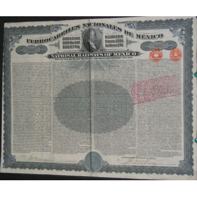 Ferrocarriles Nacionales de Mexico - Chemins de Fer Nationaux du Mexique ($ 500)