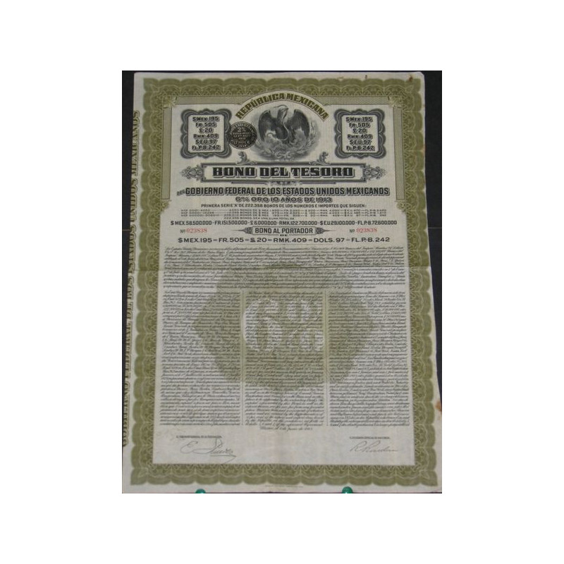 Bono del Tesoro 6 % Oro 10 Anos de 1913
