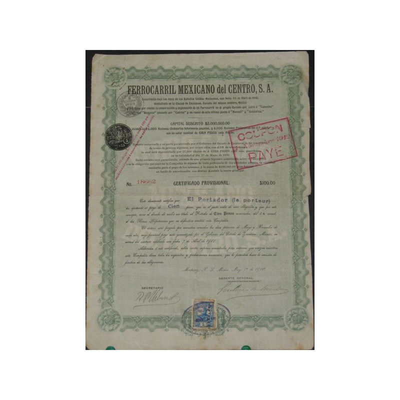 Ferrocaril Mexicano del Centro (modèle 1)