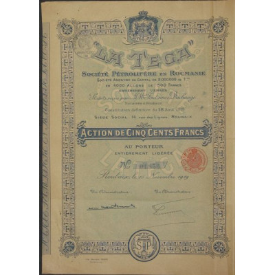 "La Tega" Sté Pétrolifère en Roumanie (Act)