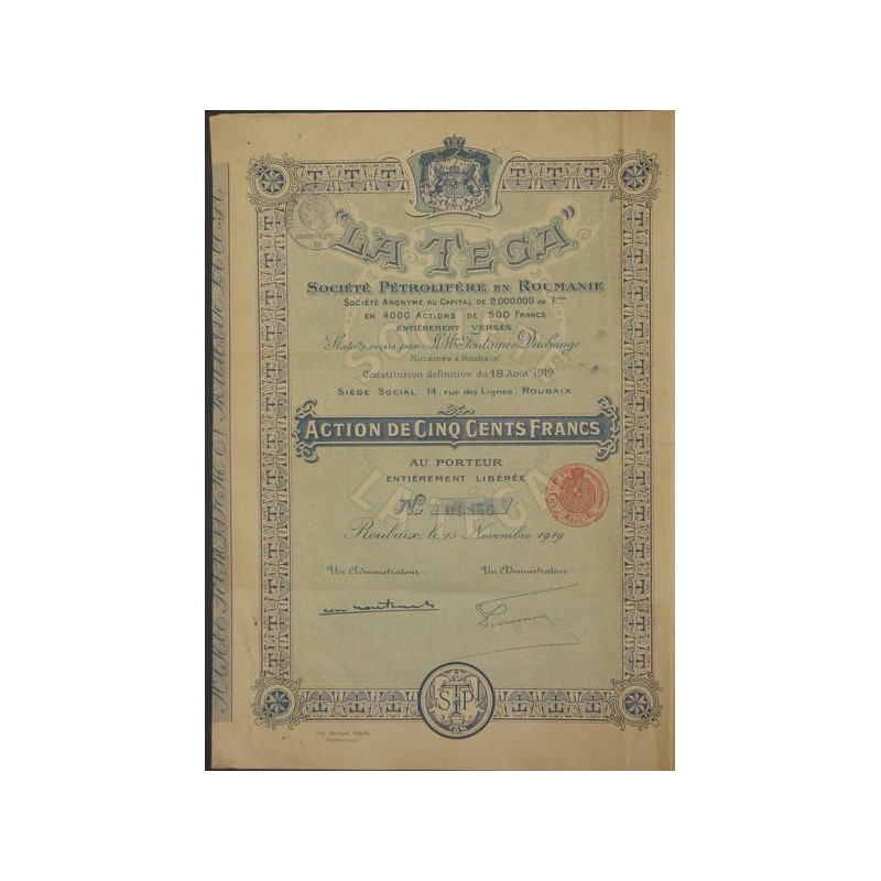 "La Tega" Sté Pétrolifère en Roumanie (Act)
