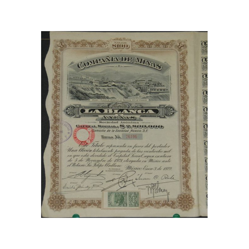 Cia de Minas La Blanca ($ 100)