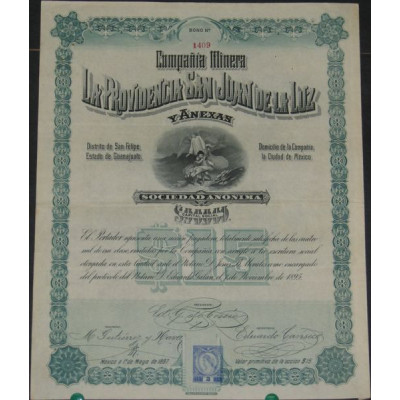 Cia Minera "Providencia San Juan de la Luz" (Act $15) (verte)