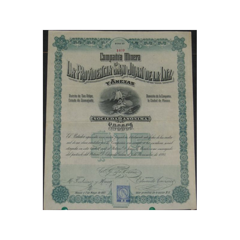 Cia Minera "Providencia San Juan de la Luz" (Act $15) (verte)