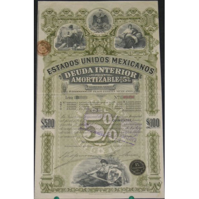 Estados Unidos Mexicanos - Deuda Interior Amortizable 5 % - $ 500 - 1895