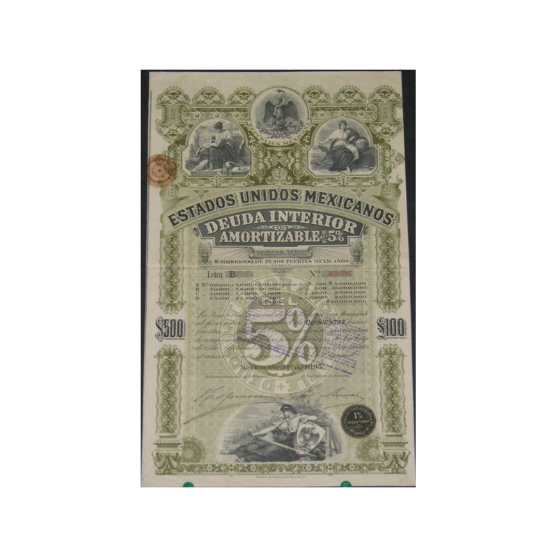 Estados Unidos Mexicanos - Deuda Interior Amortizable 5 % - $ 500 - 1895