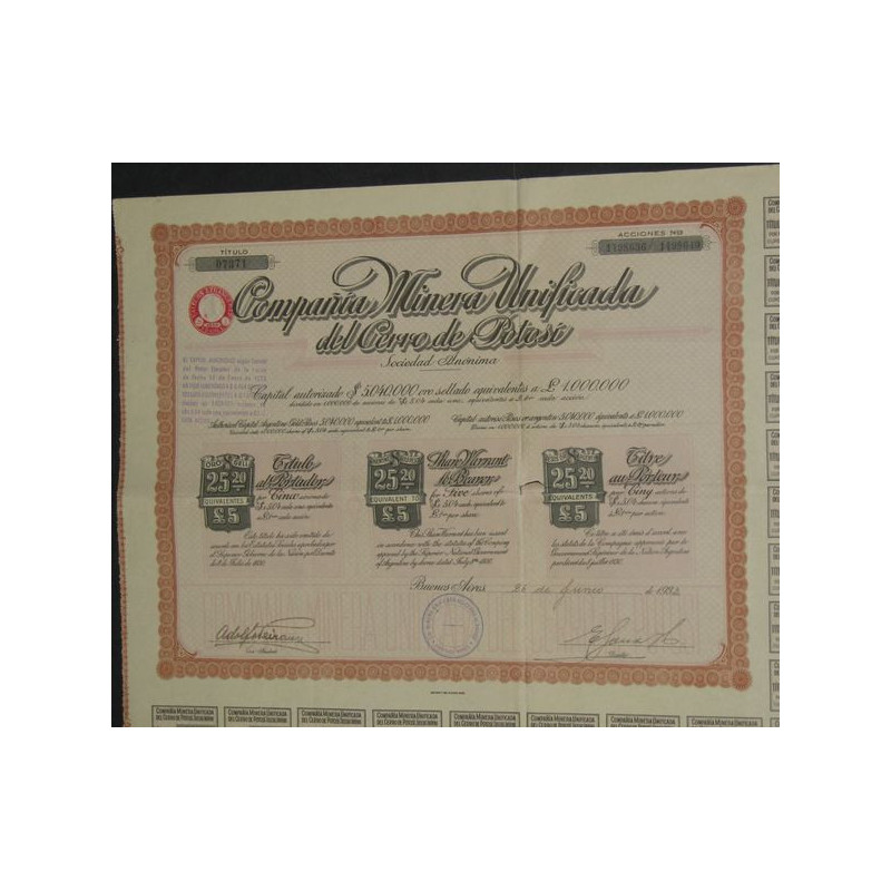 Cia Minera Unificada del Cerro de Potosi (5 Ac)