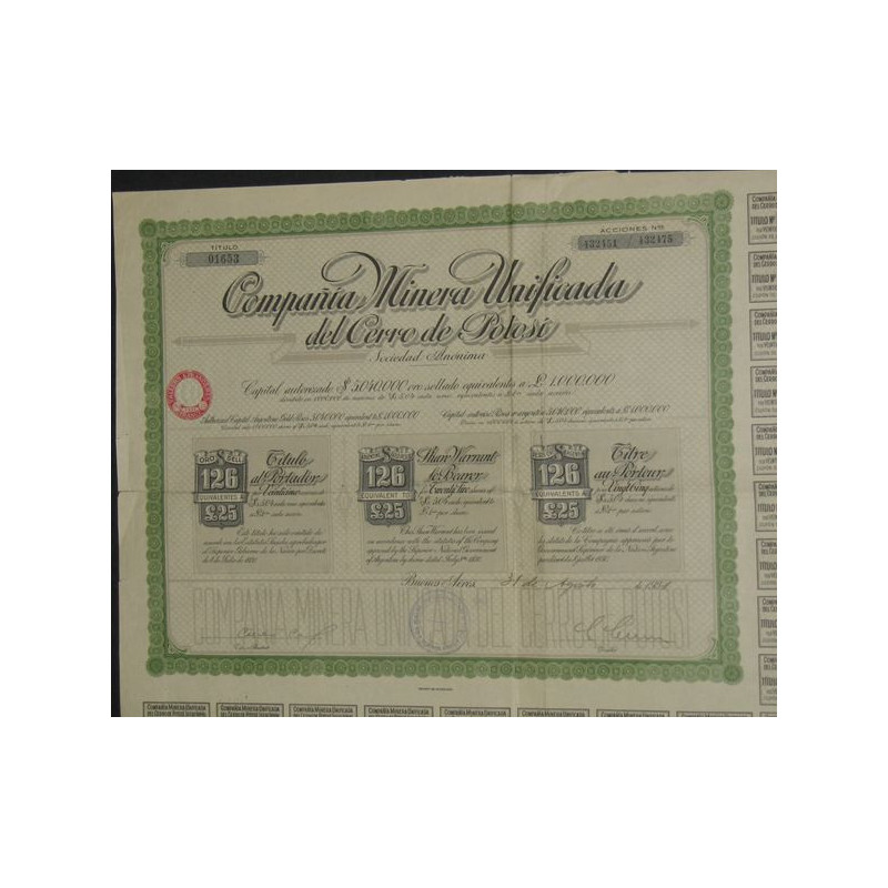 Cia Minera Unificada del Cerro de Potosi (25 Ac)