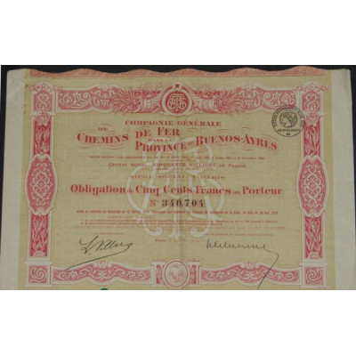 Cie Générale des Chemins de Fer dans la Province de Buenos-Ayres
