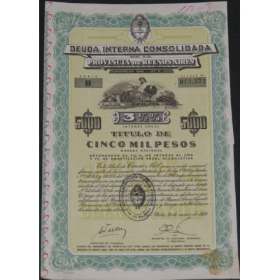 Deuda Interna Consolidada de la Provincia de Buenos Aires 3 1/2 % (5000 Pesos)