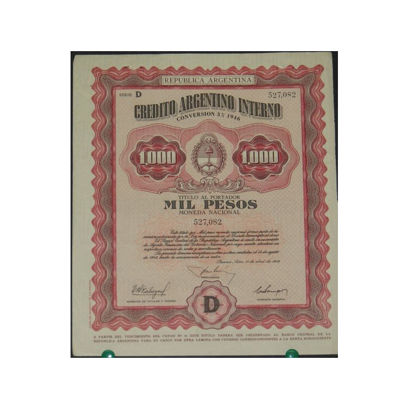 Credito Argentino Interno Conversion 3 % 1946 (1000 Pesos)