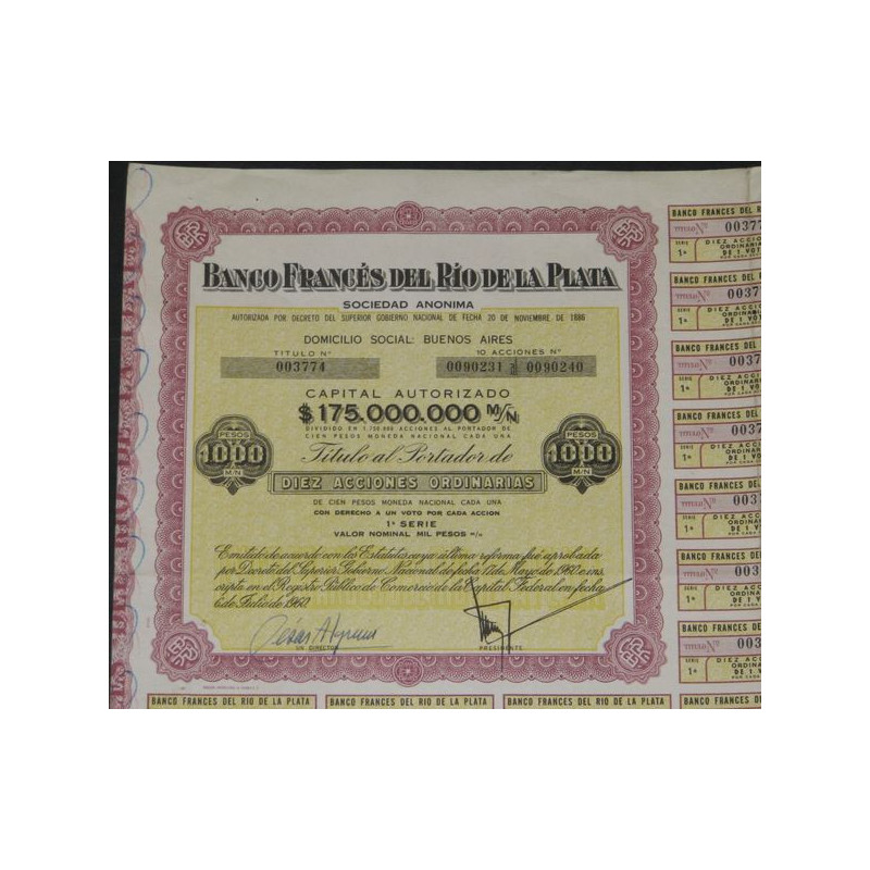 Banco Frances del Rio de la Plata (10 Act rouge)