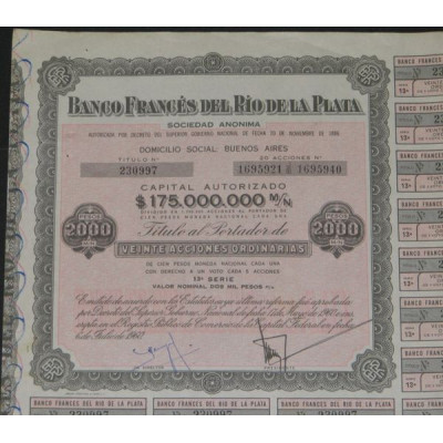 Banco Frances del Rio de la Plata (20 Act grise)