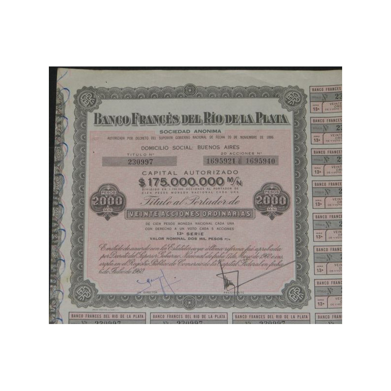 Banco Frances del Rio de la Plata (20 Act grise)