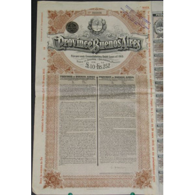 Province of Buenos Aires - 5 % Consolidation Gold Loan of 1915