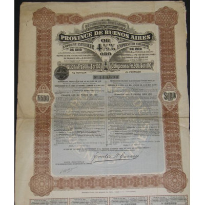 Emprunt Extérieur de 1910 4 1/2 % Or