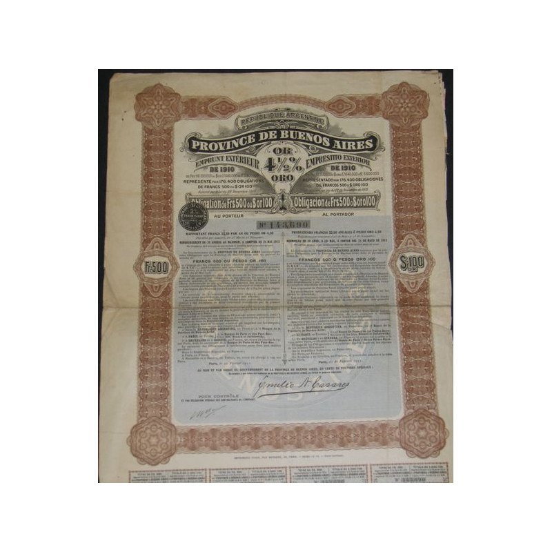 Emprunt Extérieur de 1910 4 1/2 % Or