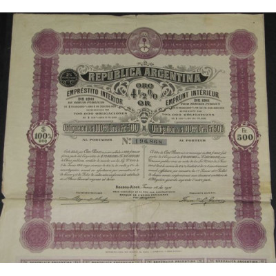 Emprunt Intérieur de 1911 4 1/2 % Or