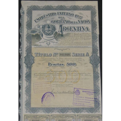 Emprestito Externo 1927 del Gobierno de la Nacion Argentina