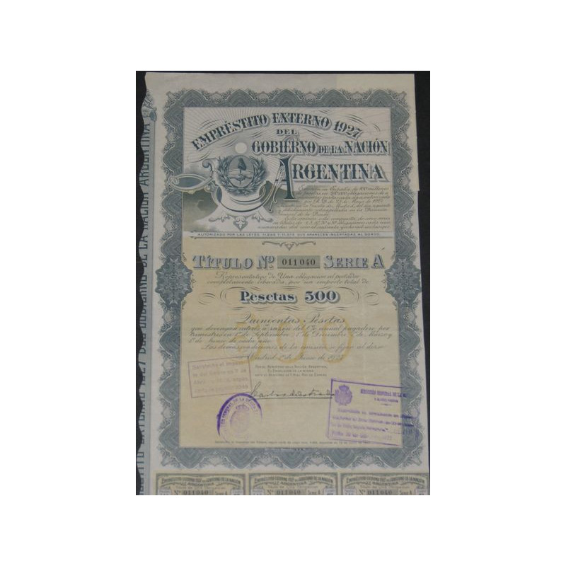 Emprestito Externo 1927 del Gobierno de la Nacion Argentina